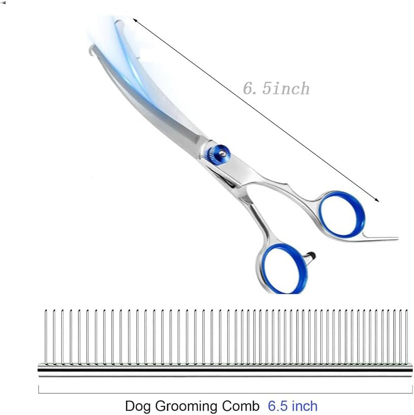 Limcryspp 2 Pieces of Pet Scissors with Steel Comb, Heavy-Duty Titanium Pet Grooming Trim Kit, Professional Thinning Scissors, Bending Scissors with Comb for Dogs and Cats image number 3