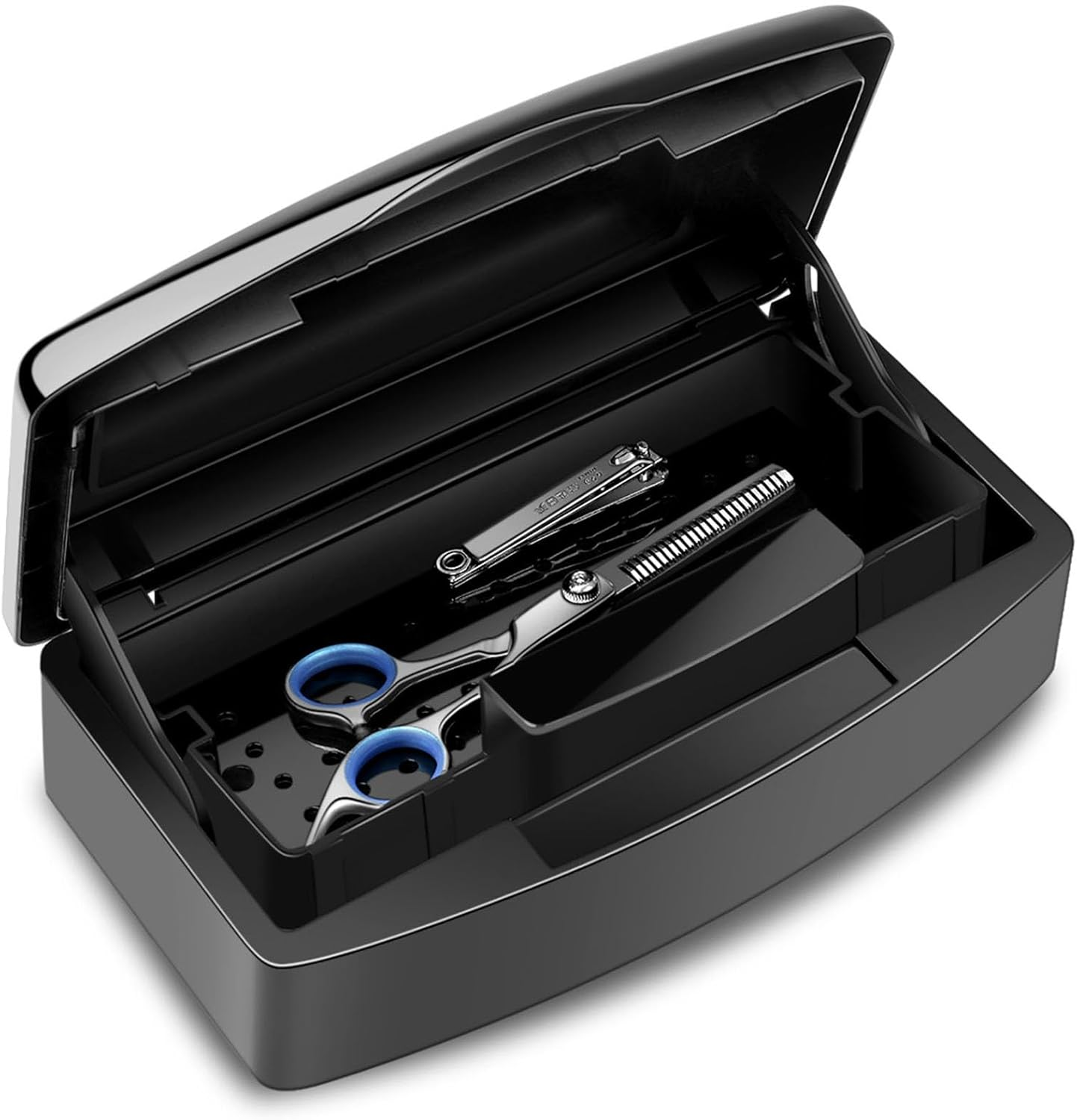 Nail Tool Sterilizer Box,Plastic Sterilizing Tray,The Disinfection Box for Nail Art Tools Is Applicable to Nail Art Tools, Tweezers, Hair Salons, Spas and Manicure Equipment-Black