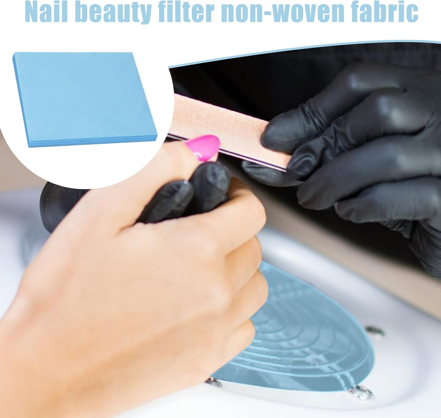 Nail Dust Collector Filter - 100Piece Nail Fan Dust Collector - Professional Extractor Paper Collecter for Women Practice Home Salon Training - Blue image number 1