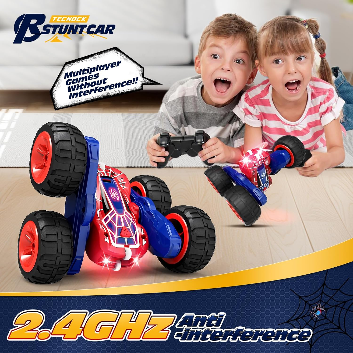 Tecnock Spider Remote Control Car, 2.4Ghz RC Cars with USB-C Easy Charging, 4WD Double Sided 360&deg; Rotates & Flips RC Stunt Car - Blue-Au image number 2