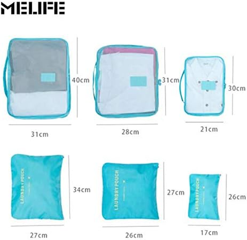 Go2Buy 6Pcs Travel Luggage Organizer Set Backpack Storage Pouches Suitcase Packing Bags (Light Blue) image number 1