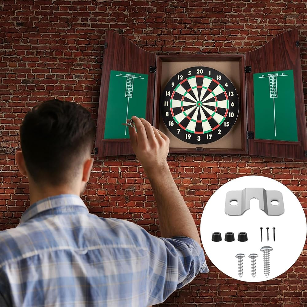 1 Set Dartboard Mounting Bracket Kit,Wall Mounting Kit with Hooks for Dartboard,Hanging Bracket Steel Dart Games, for Wall Closet Cushion Standard Dartboard image number 1
