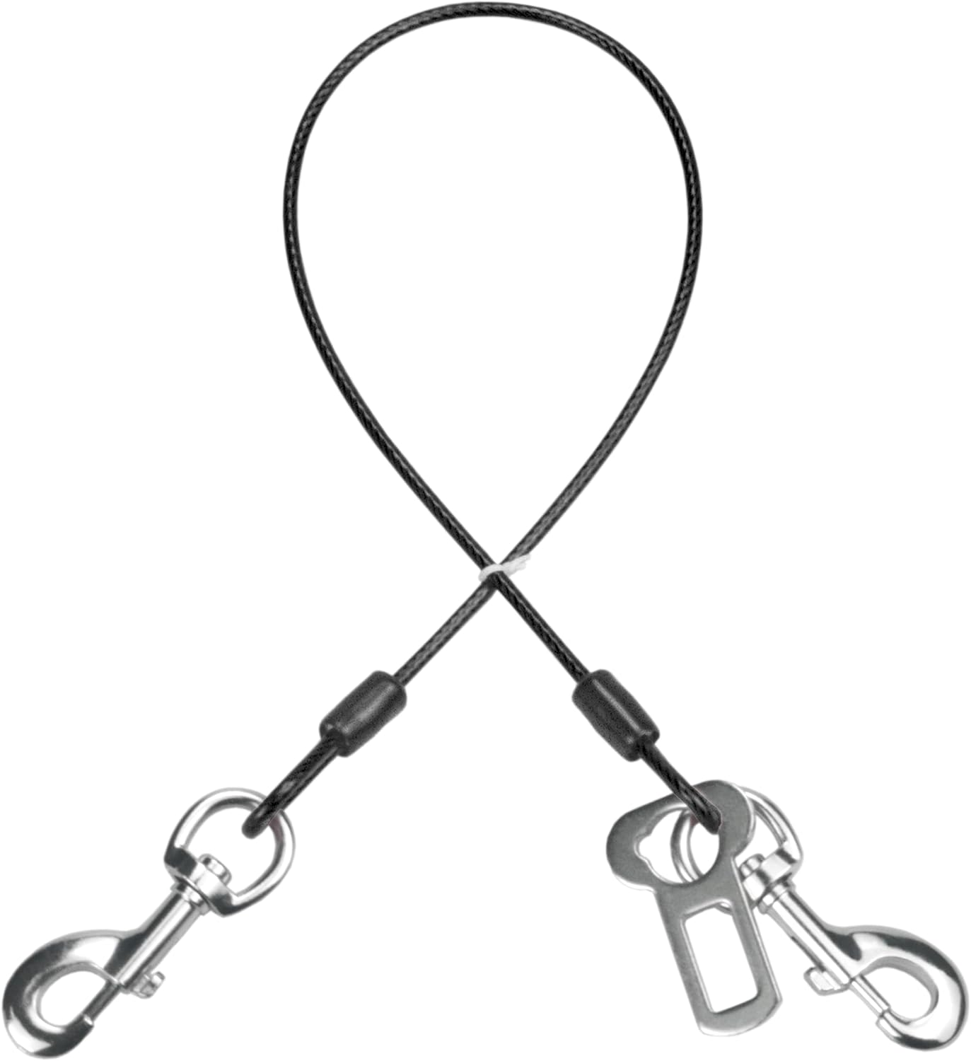 Dog Seat Belt Harness for Car,2Pcs Dog Seatbelt of Coated Wire Leash Safety Restraint,No Chew Tether Cable Vehicle Dogs Accessories,Double Clips & Latch (2 Pack Black, 32 Inch/80 CM)