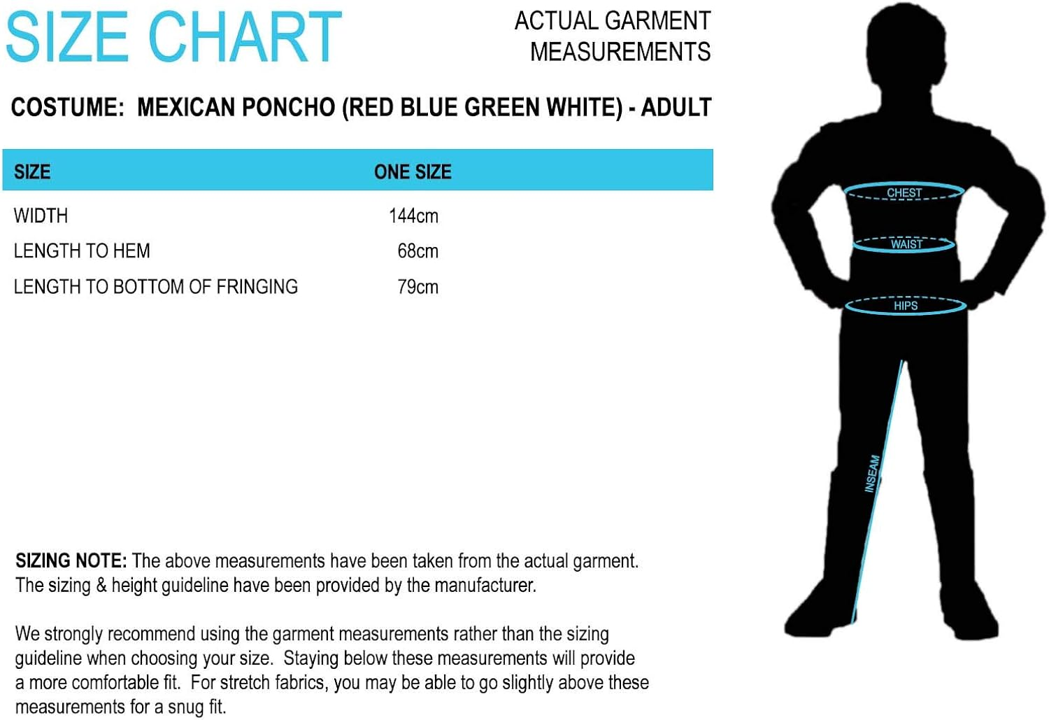 Sweidas Mexican Poncho - Red/Blue - Adult Mexican Poncho - Red/Blue - Adult image number 1