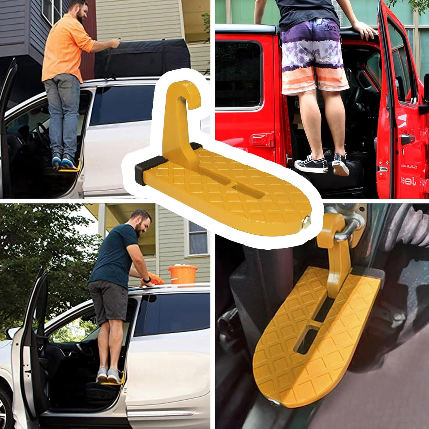 Door Step Car Door Step Foldable Car Door Folding Ladder with Safety Hammer Head Easy on Car Roof and Roof Rack, Universal Door Step Pedal (Orange) image number 4