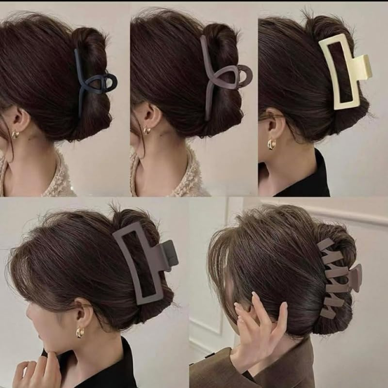 11Cm Large Geometric Hair Claw Clip,Elegant Matte. Matte Finish,Non-Slip,Versatile Fashion Accessories (2Pcs) image number 6