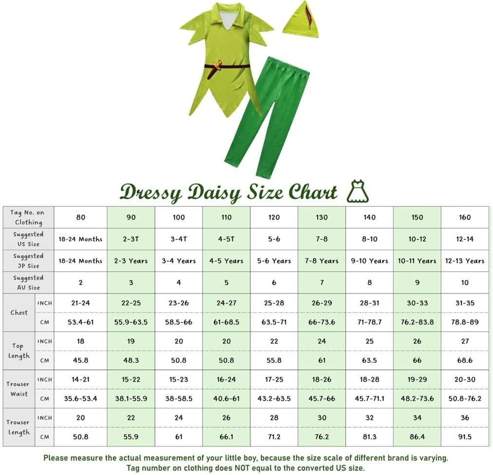 Dressy Daisy Peter Pan Costume with Hat for Toddler Kids Boys Halloween Fancy Party Dress up Outfit Set Size 3 to 14 image number 2