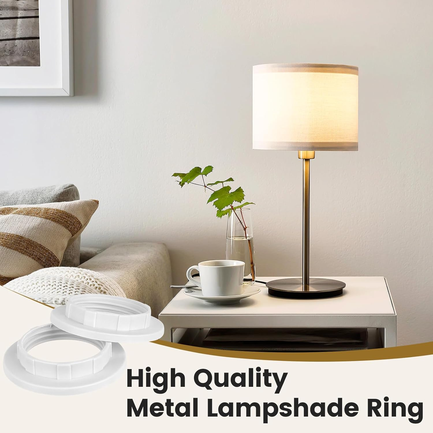 NUTTDOO Lampshade Reducer Ring,6 Pack E14 Plastic Screw Collar Ring 28Mm,Lampshade Fittings E14 for Table Lamp,Ceiling Lights,Plastic Screw Bulbs Lamp Holder (E14-28MM) image number 2