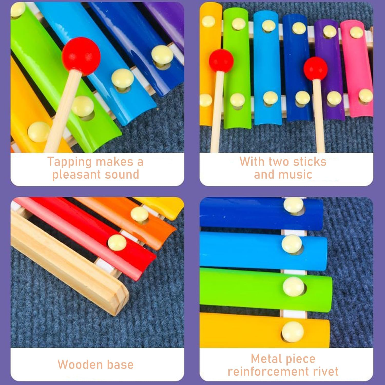 Uandhome Montessori Toys Set,10 in 1 Kids Wooden Toddler Sensory Toys,Preschool Educational Learning Toy with Wooden Sorting & Stacking Xylophone Bead Maze Sand Hammer for 3 Years Old Boys Girls Gift image number 5