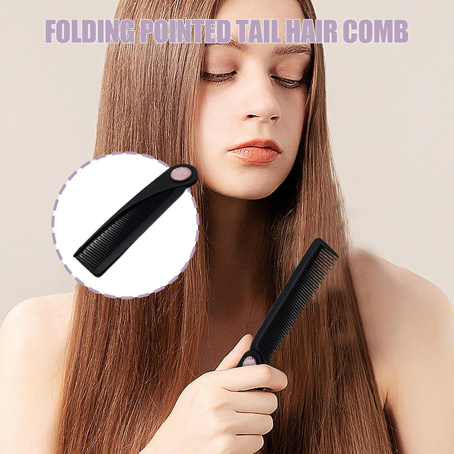 Tail Combs for Parting,Hair Parting Folding Combs | Travel Pocket Parting Comb, Fine Tooth Comb for Girls, Family, Friends, Kids image number 2