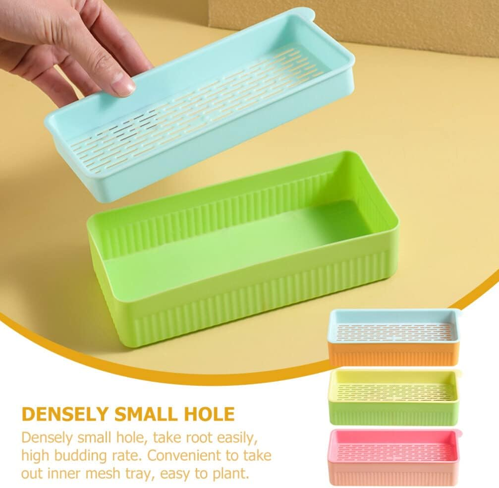 PATKAW Cat Grass Planter Germination Trays 3 Pieces Germination Trays Wheatgrass Cat Grass Box Cat Grass Germination Tray for Garden image number 2