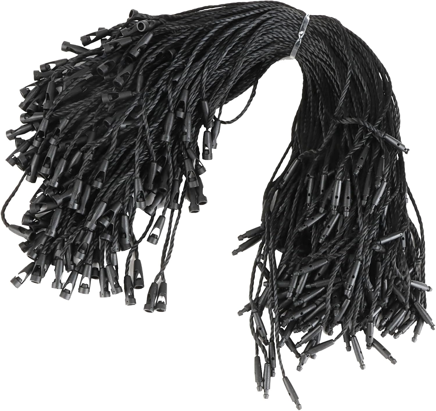 200 Pcs White Cotton Clothing Price Tag String with Bullet Clasp Lock, 20Cm Secure Hang Tags Twine for Apparel Shoes Luggage Labels Gifts Jewelry Pricing Storehouse Classification Mark (White)