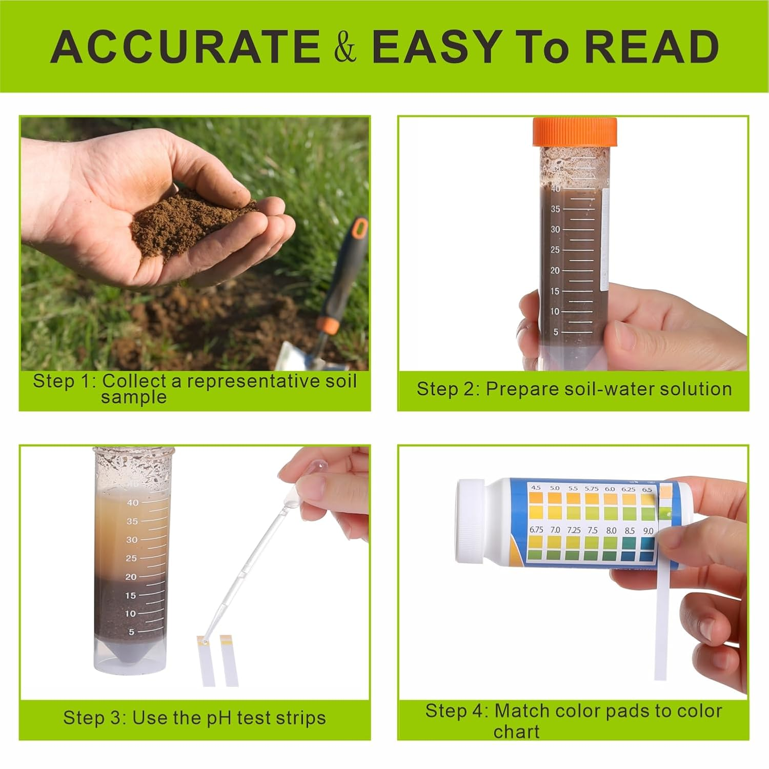 XLUX Soil Ph Tester, Acidity Test Meter, Strips Kit 200 Tests, for Garden Home Lawn Farm Vegetable Yard Compost Outdoor and Indoor Plants, 4.5-9.0 Range image number 4