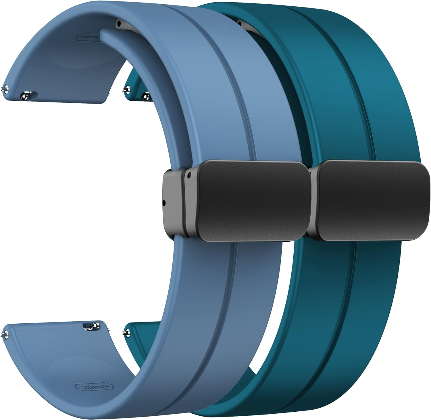 2 Pack 20Mm Magnetic Bracelet for Samsung Galaxy Watch 6 40Mm 44Mm 43Mm 47Mm/5 Pro Band 45Mm/Galaxy Watch 5 4 44Mm 40Mm/4 Classic 42Mm 46Mm Sport Silicone Strap with Magnetic Folding Buckle