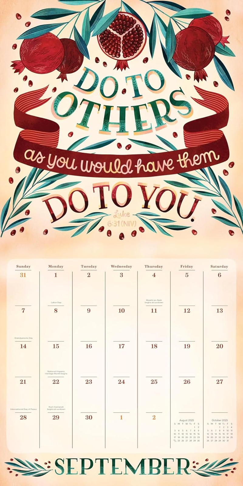 Illustrated Bible Verses Wall Calendar 2025: Timeless Wise Words of the Bible image number 3