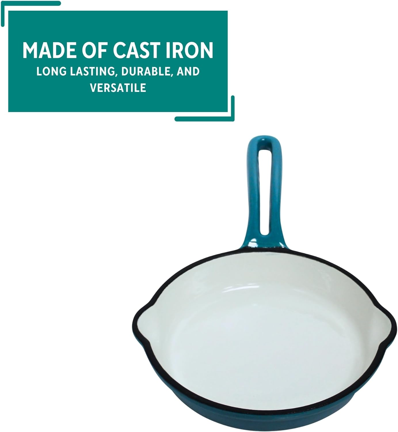 Mirro 6" MIR-19060 6" Mini Cast Iron Skillet, Teal, Ready to Use
