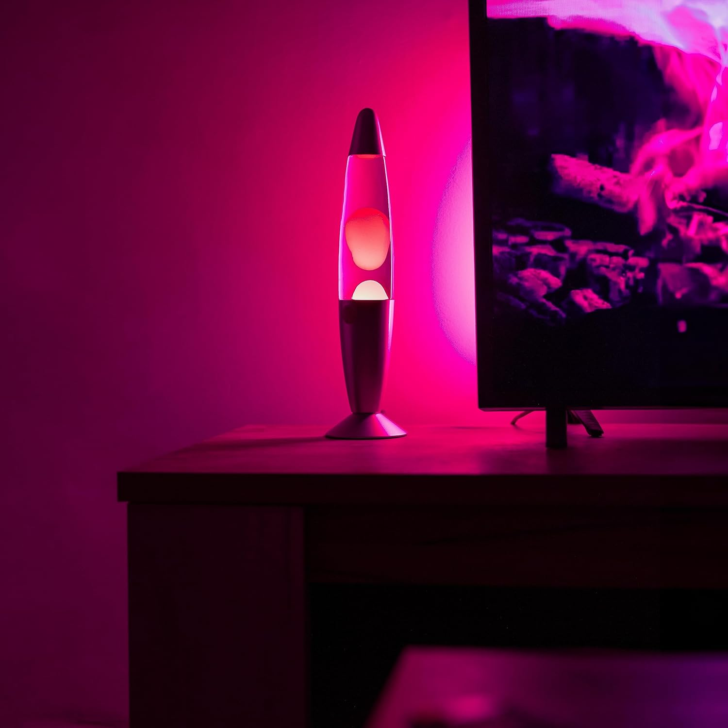 Fisura GIFTMARKET - Red and Purple Lava Lamp. Bedside Lamp with 2 Lights Included. Nice Teen Gift Retro Lamp 34 X 8.5 Cm. image number 1