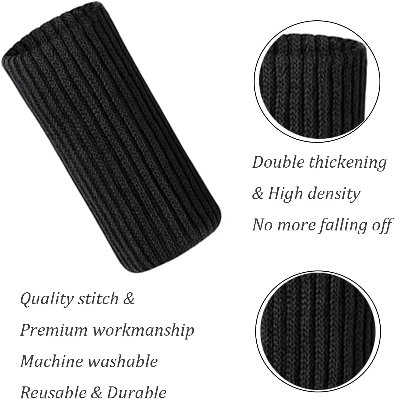 24 Pcs Knitted Chair Leg Socks Protectors, Furniture Leg Cover, Wood Floor Protectors, Chair Leg Covers Caps, Elastic Chair Leg Feet Covers for Hardwood Floor (Black) image number 1