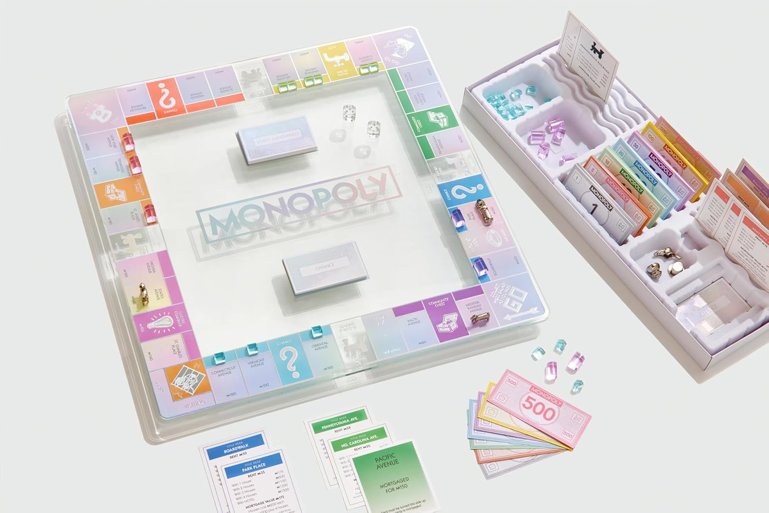 WS Game Company Monopoly Aura Edition Glass Board Game, 2-6 Players, Ages 96+ image number 5