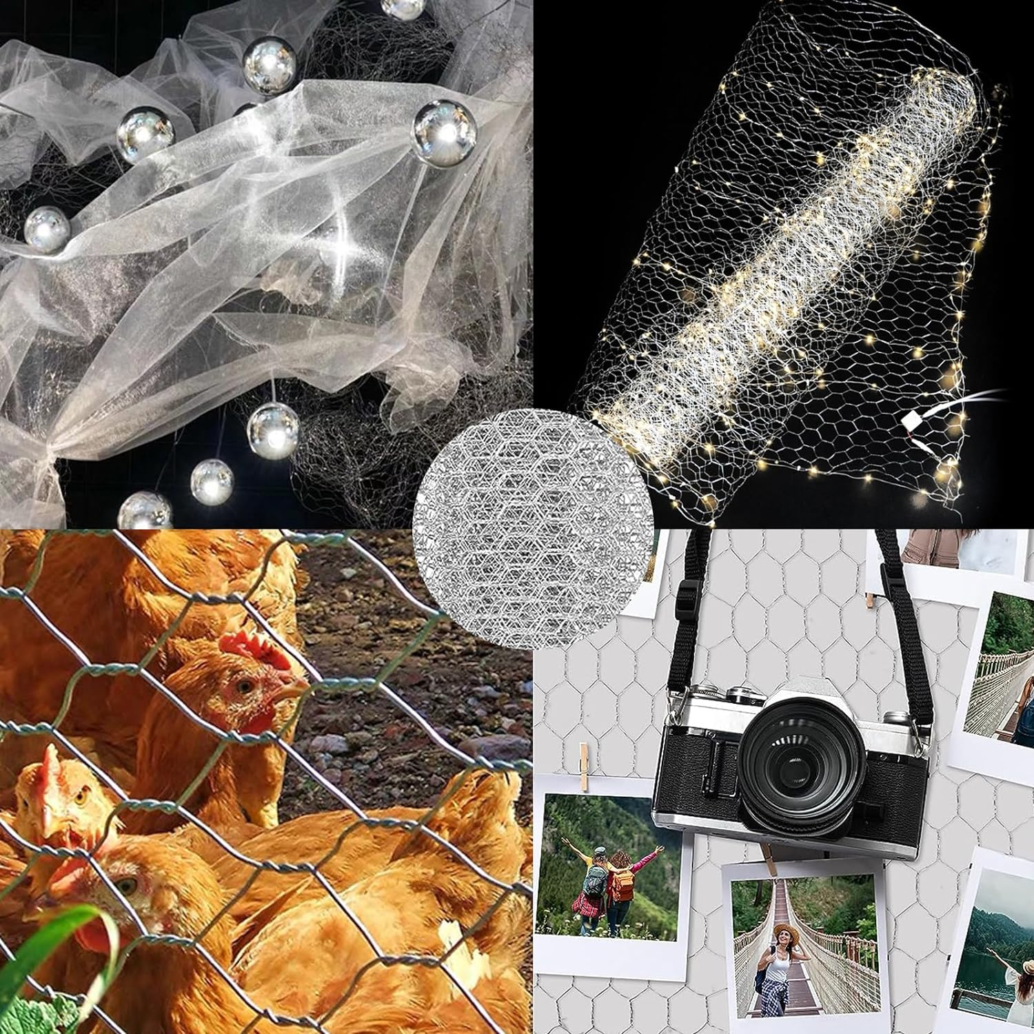 104Pcs 236"X13.78" Chicken Netting Wire Mesh with Pliers, Gloves, Wire Ties, Galvanized Chicken Wire Net Chicken Barbed Wire Garden Fence Barrier Chicken Wire Fencing Poultry Wire Net image number 6