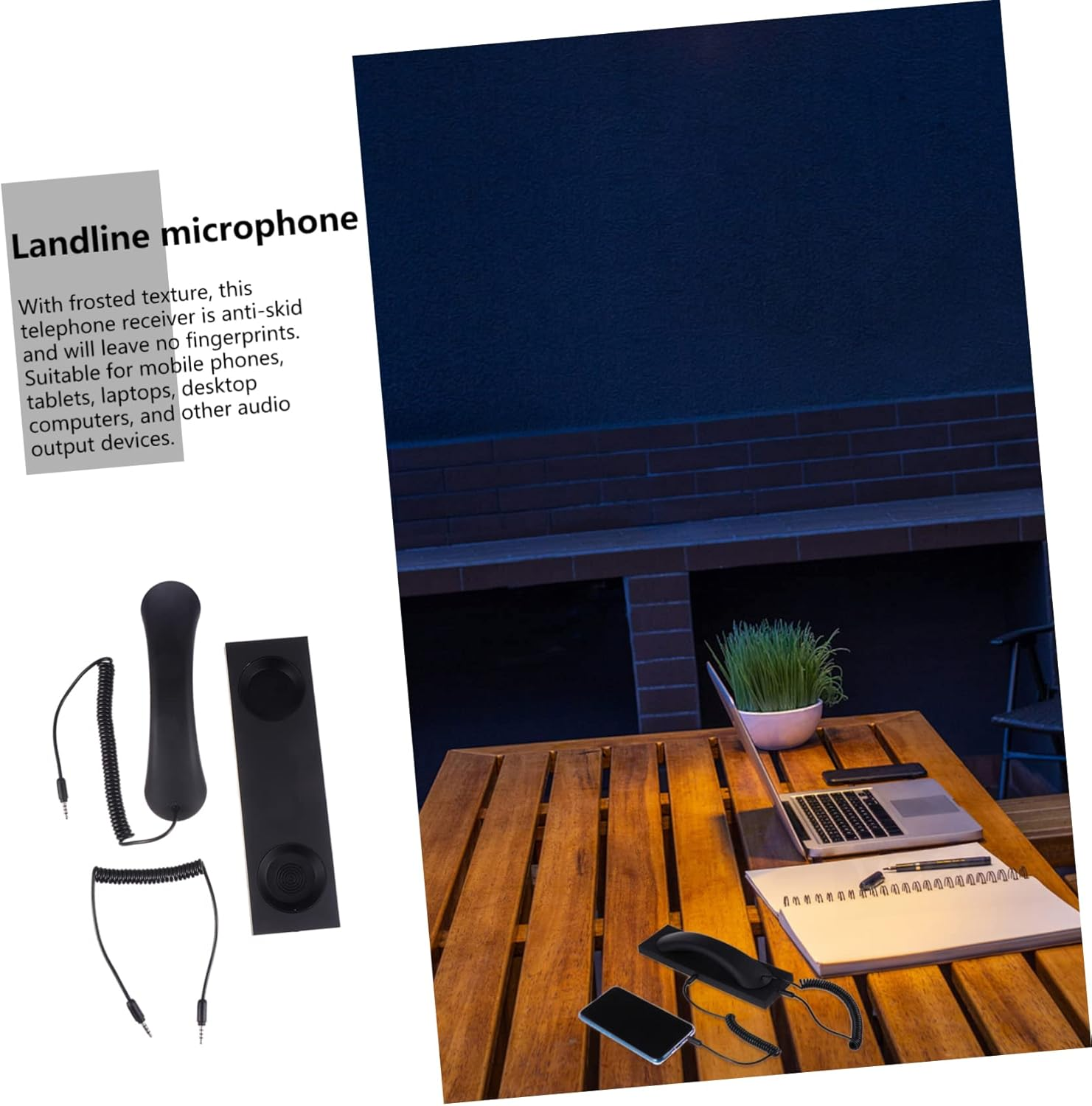 HONMEET Retro Phone Handset Cellphone Receiver for Computer Mobile Phone Wired Voice Headset with Mic Over-Ear Design for Office Communication Compatible with Laptop Tablet image number 5