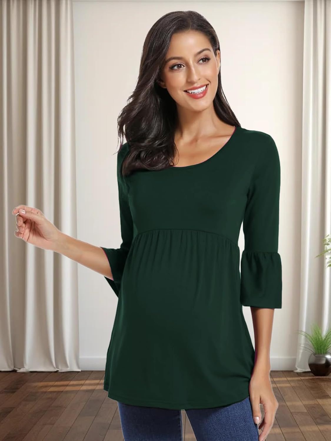 Jinson 3 Packs Women'S Ruched Side-Shirred Nursing Top Short Long Sleeve Breastfeeding Tee Shirt