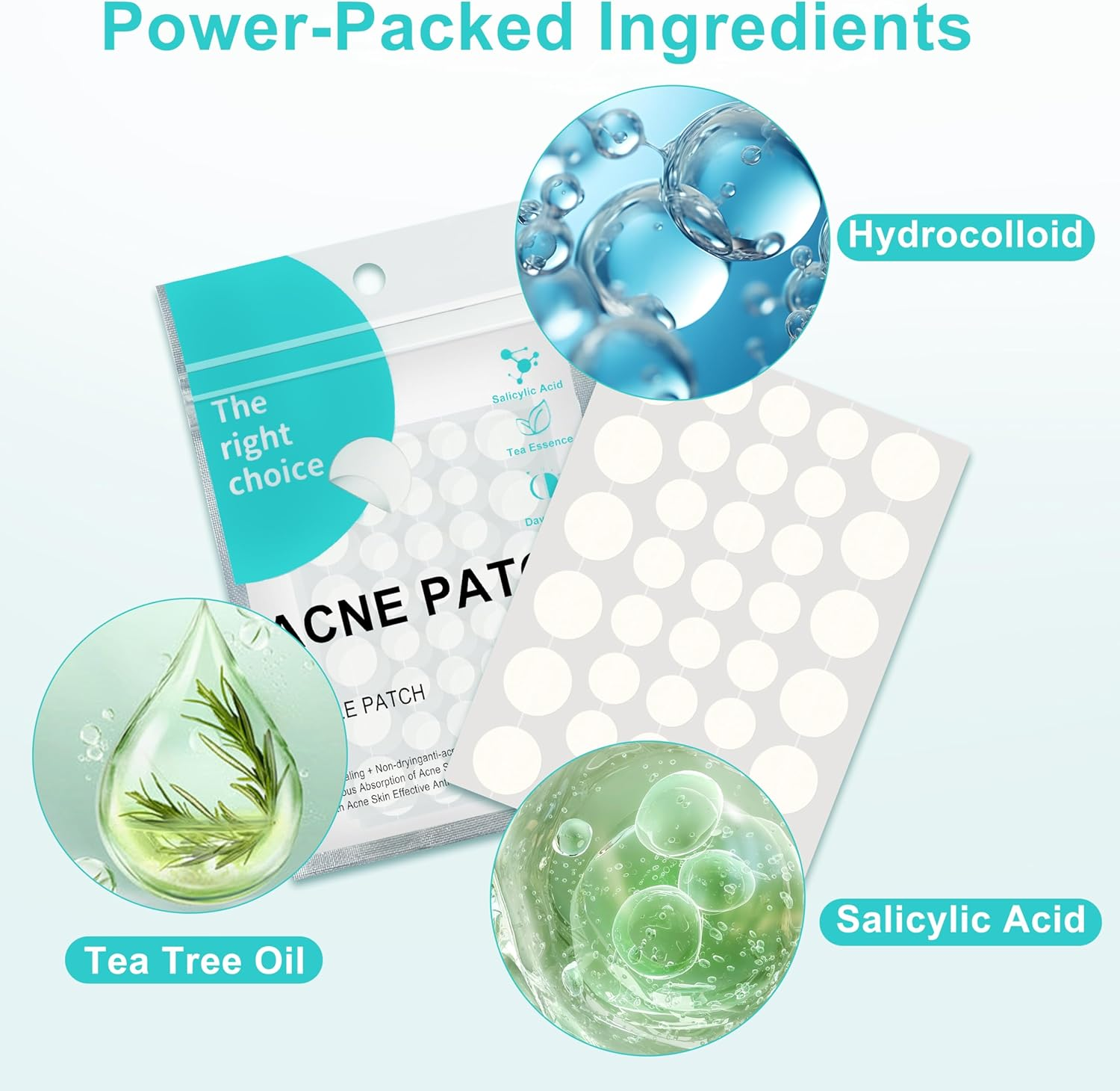 Pimple Patches for Face - Hydrocolloid Acne Patch Invisible (72 Pieces) for Blemish Care, Absorbs Zits, 2 Sizes image number 3