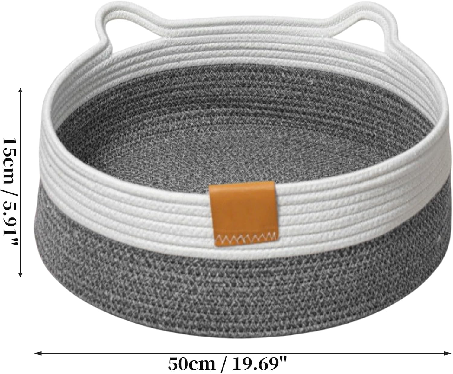 CAPASTEC Woven Cat Bed, 50 Cm Diameter, Foldable Basket Nesting Site, Breathable Pet Lounger, Claw Abrasion-Resistant Universal Kitten Bed, Deep Grey image number 2