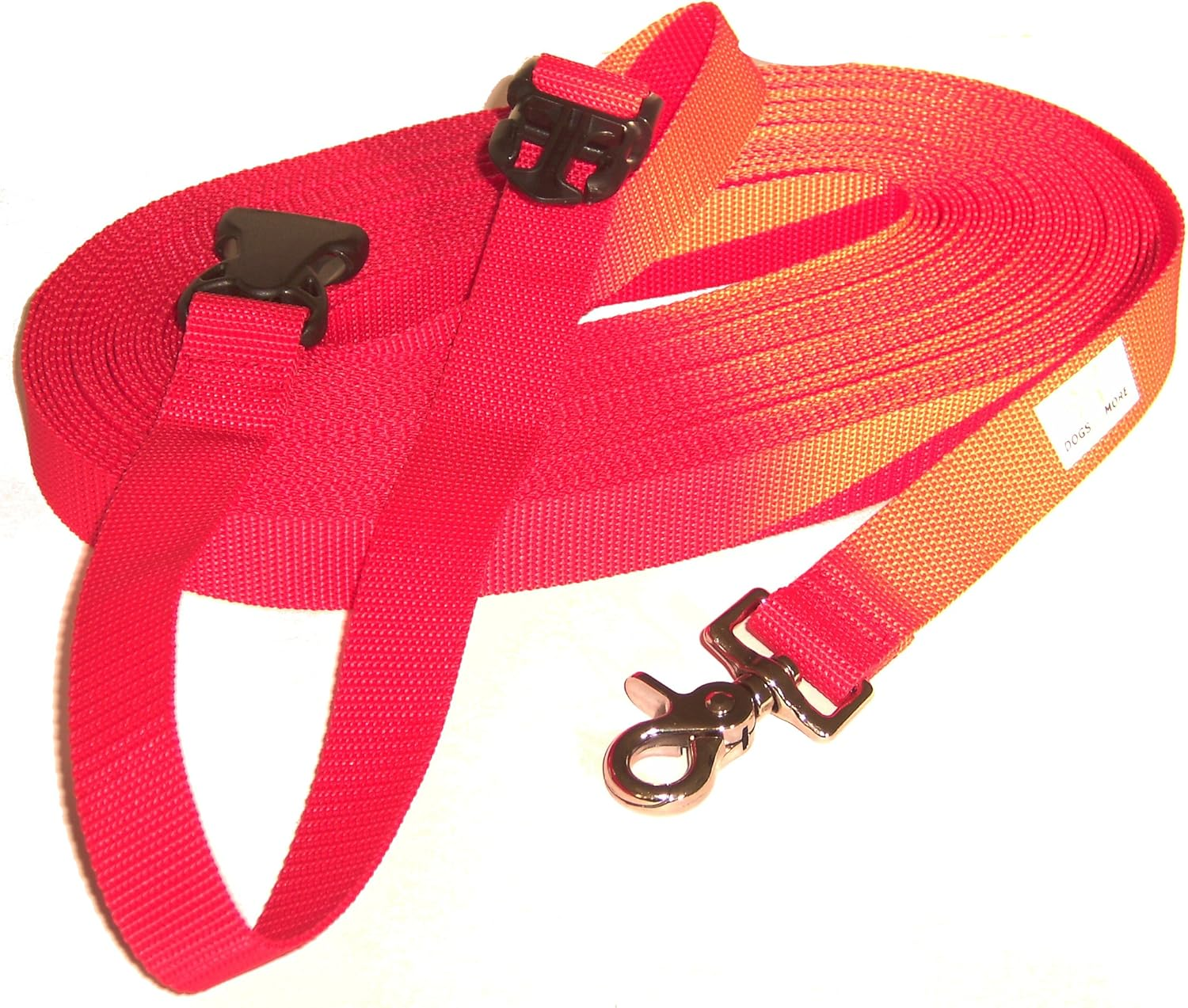 DOGS and MORE - Recall Lead with L&Atilde;-SBARER Hand Loop - Base 20 Metres (Red; 25 Mm Wide) / Search Line/Field Lead image number 1