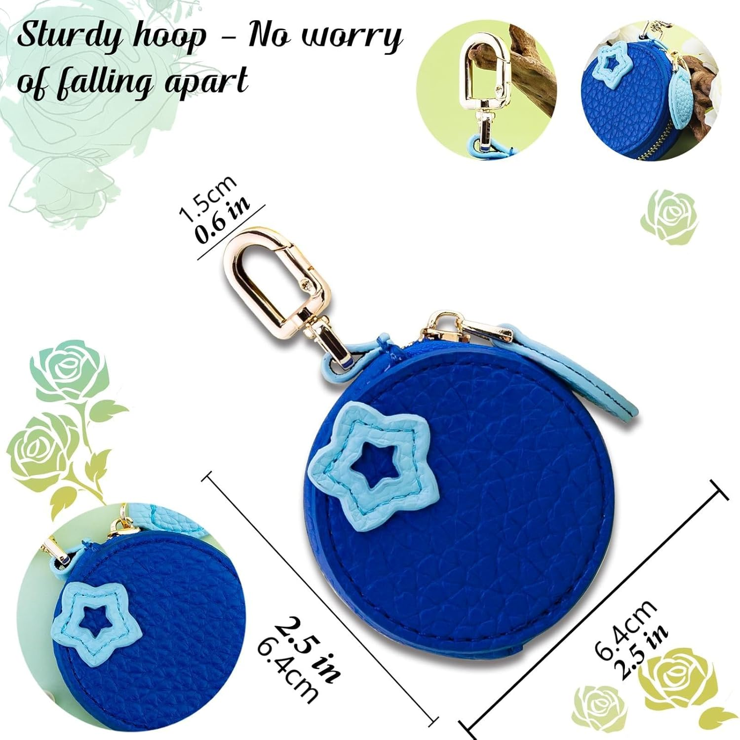 Coin Purse Blueberry, Y2K Cute Keyring as Bag Pendant & Key Ring, Mini Purse Women Girls, Fruit Bag Pendant Blue, Coin Purse Bag Charm for Bags, Keys image number 2