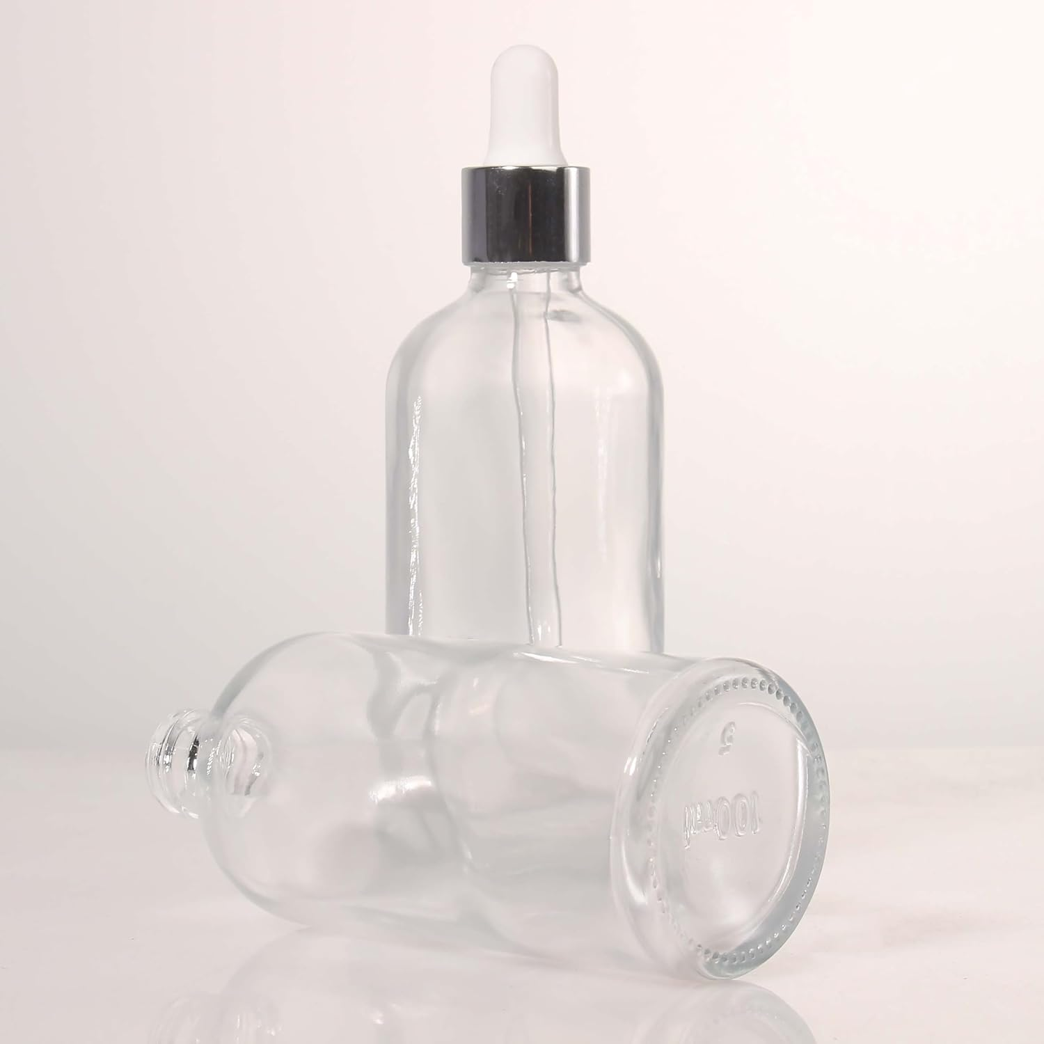 COSIDEA 3 Pcs Empty 3.33Oz / 100Ml Clear Glass Dropper Bottles Silver Droppers for Oils Essential Oil Bottle Travel Serum Containers image number 1