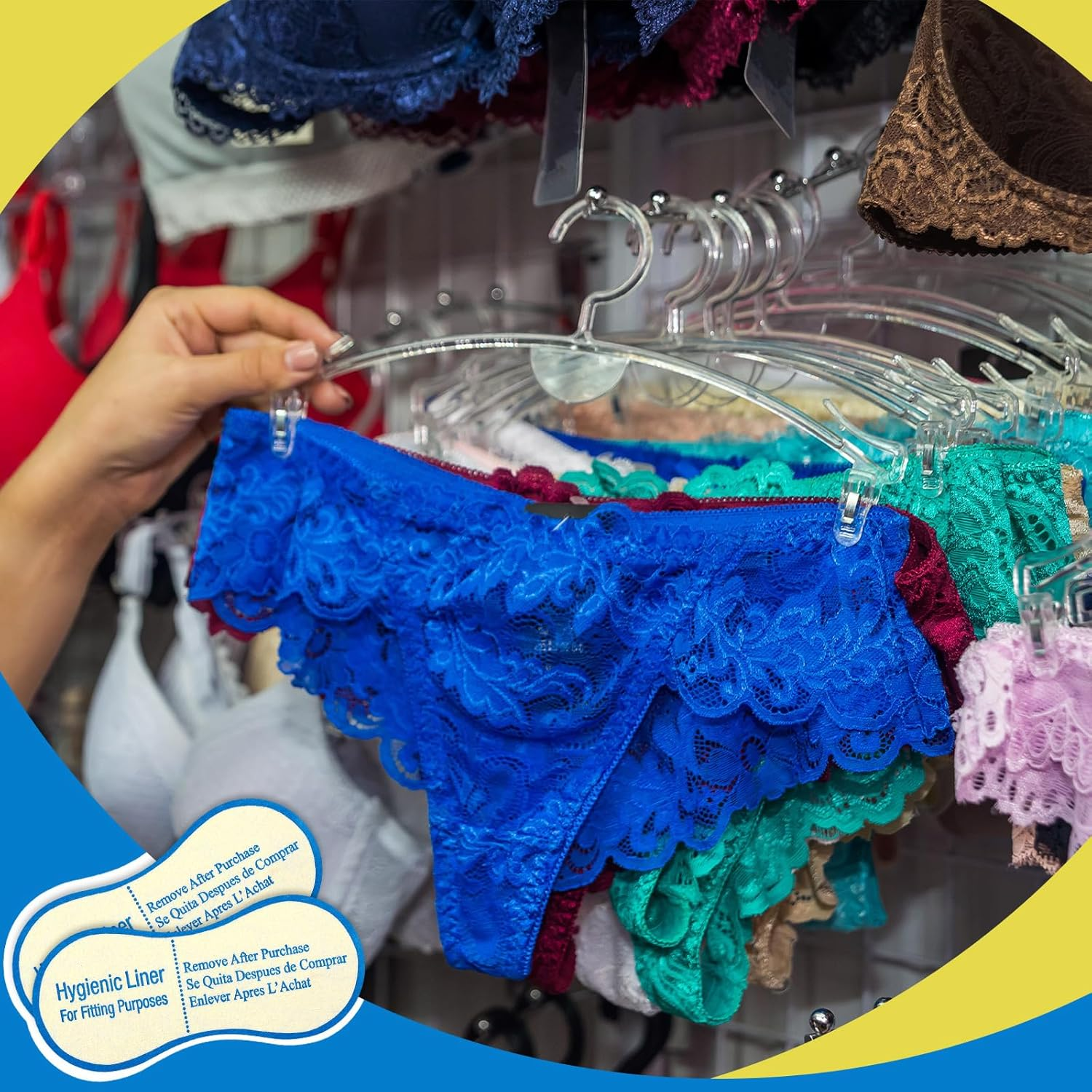 Dunzoom 500 Pcs Adhesive Protective Hygiene Try on Stickers Hygiene Strips Bulk for Swimwear Lingerie Underwear Bathing Suit Panty Liners Bikini for Girls Women Models Customer Small Business image number 1