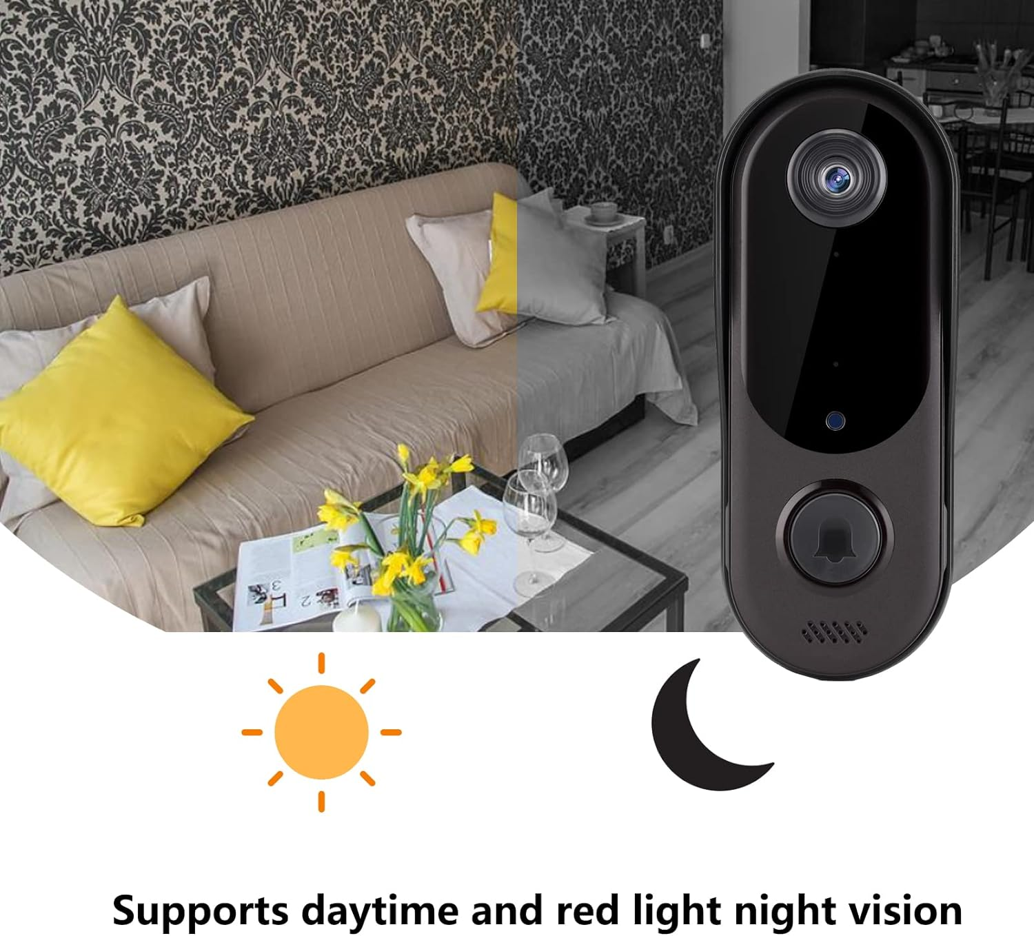 Video Doorbell Camera HD, Wireless Doorbell Camera with Chime, Wireless Operated, HD Night Vision, 2-Way Audio, IP65 Waterproof, Cloud Storage(For Ios & Android) image number 3