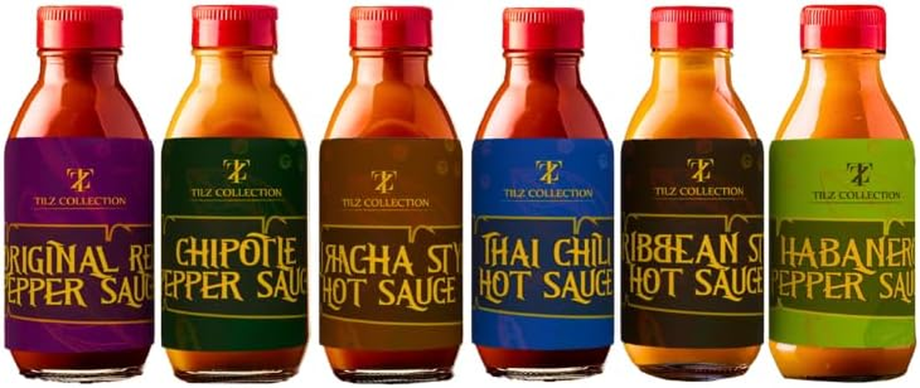 Tilz, Hot Sauce Gift Set - Street Food Chilli Sauce Gift Set, Gourmet Food Gifts - Buffalo, Sriracha, Chilli, Bbq Sauces, Chipotle - 6X Hot Sauce Bottles for BBQS, Foodie Gifts, Hot Sauce Gift Sets image number 5