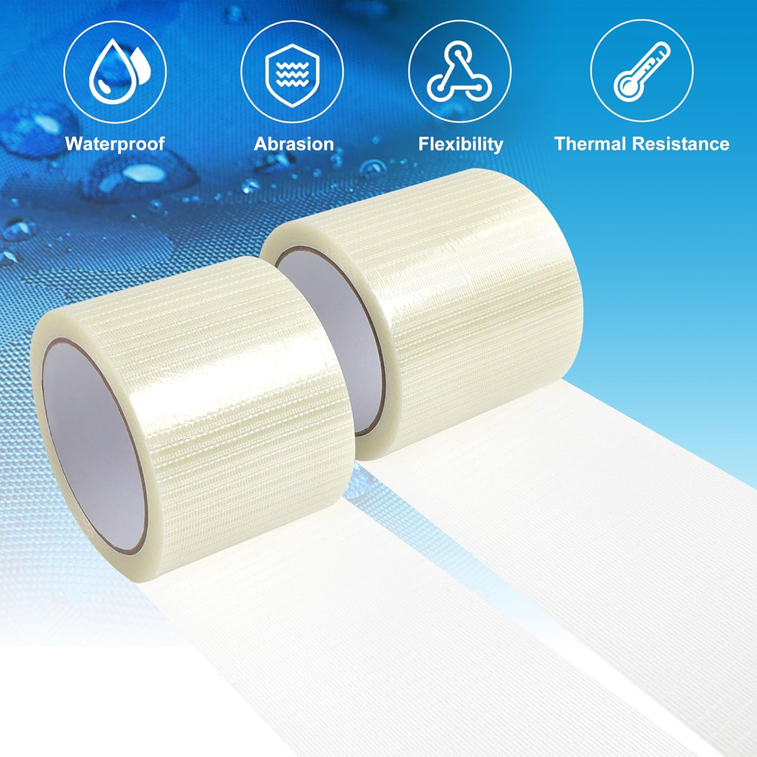 JUNART RV Awning Repair Tape,3.93Inx65.6Ft Waterproof High-Adhesive Fabric Repair Tape for Tents, Canvas, Sails,Etc image number 2