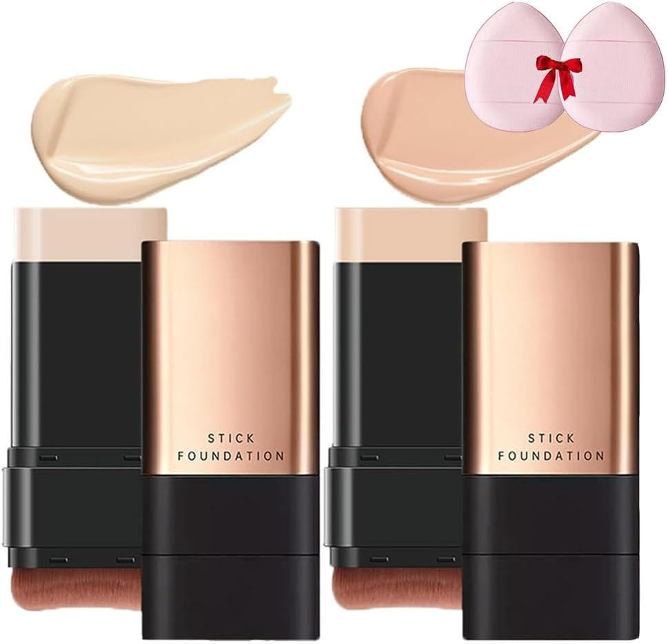 2 in 1- Luxury Anti-Wrinkle Foundation Stick,Double Head Foundation Make up Stick,Korea Flawless Eraser Foundation Stick with Brush, Multi-Use Foundation Stick Makeup (Brilliant White, A-1)