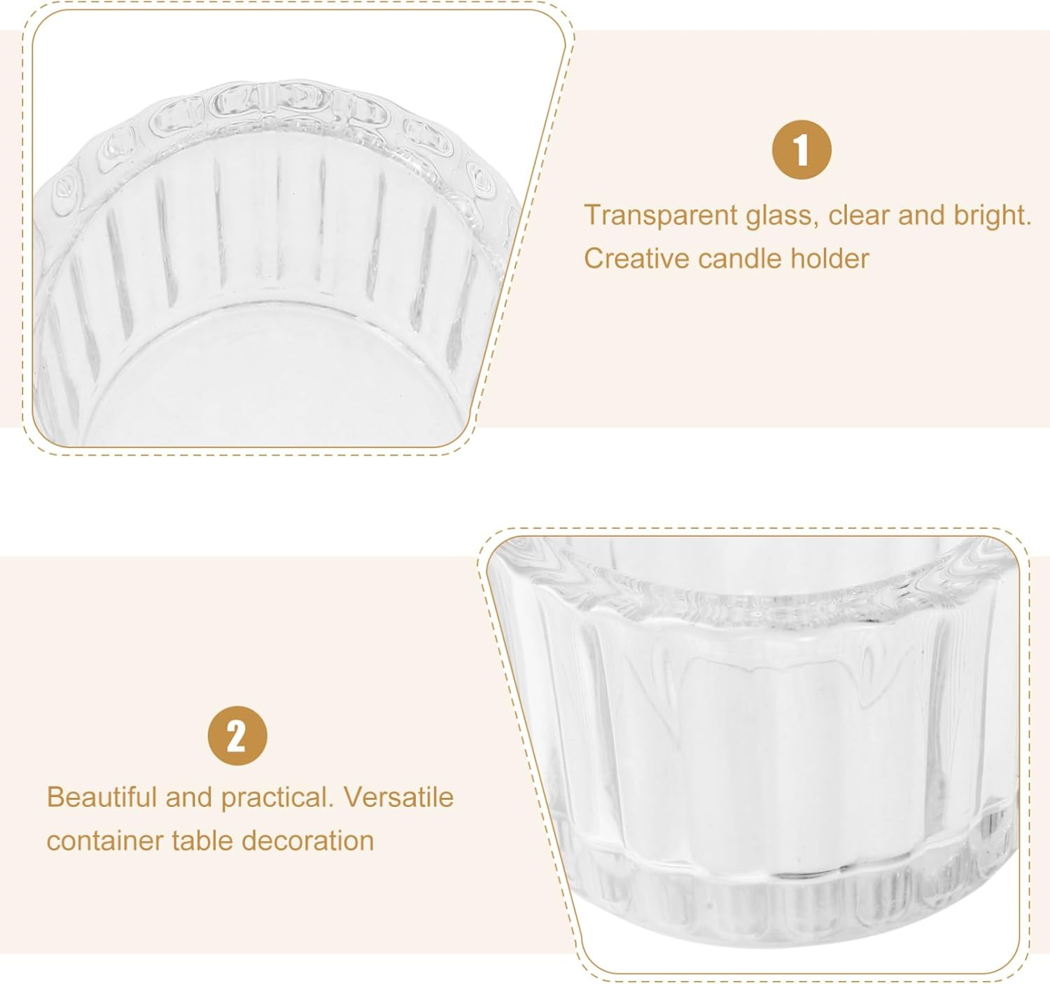 Yardenfun 2Pcs Glass Tealight Candle Holders for Table Decor Vintage Wedding Candlestick Cups Centerpiece