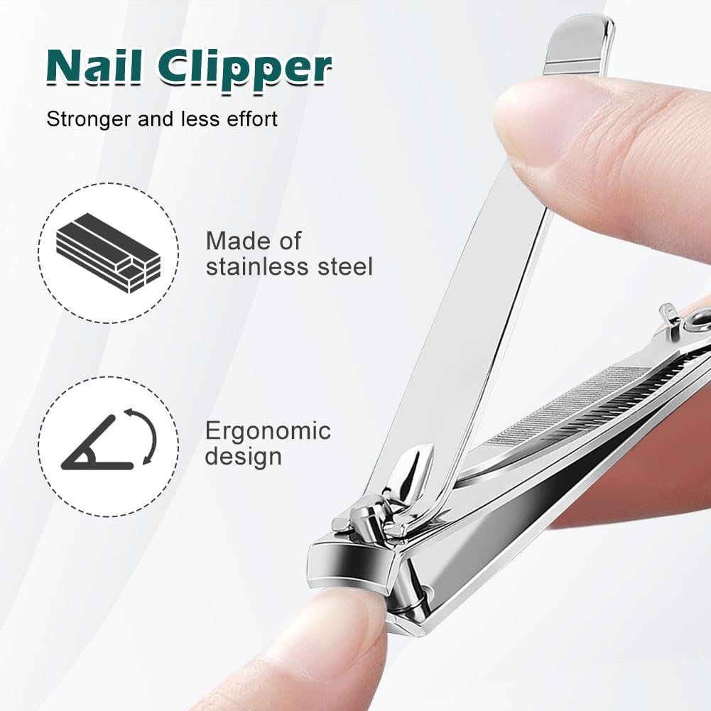2 Pack Nail Clippers Set, Nail Cutter, Ultra Sharp Stainless Steel Fingernail and Toenail Clipper Cutters,Travel Nail Kit for Men Women image number 1