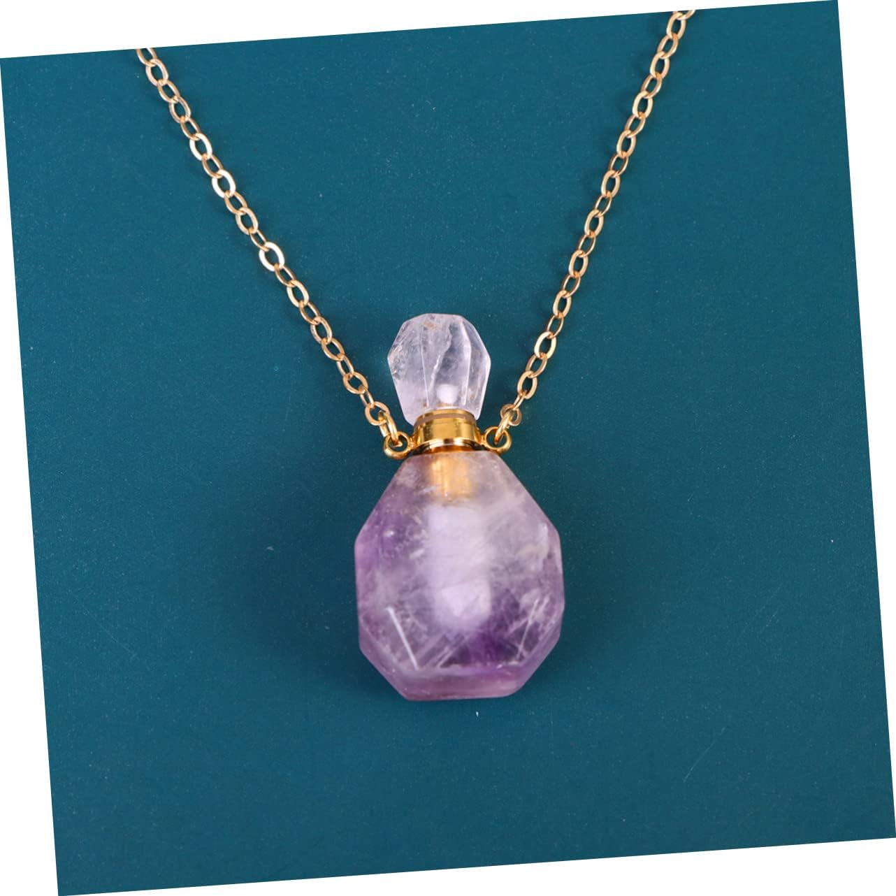 Fluorite Perfume Atomizer Bottle Pendant Travel Bottle Refillable Perfume Container Crystal Decor Necklace Jewelry