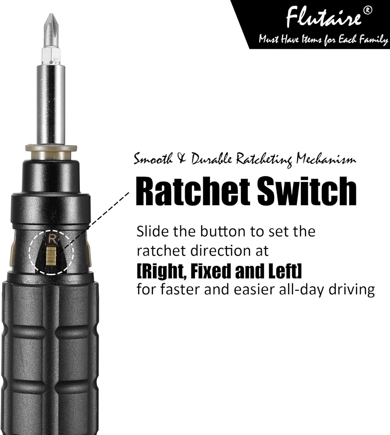 10-In-1 Multibit Ratchet Screwdriver, Multi Ratcheting Screwdriver Set with Phillips/Slotted/Torx/Hex Bits and 1/4-Inch Nut Driver, All in One Screw Driver Tool with Belt Pouch image number 6