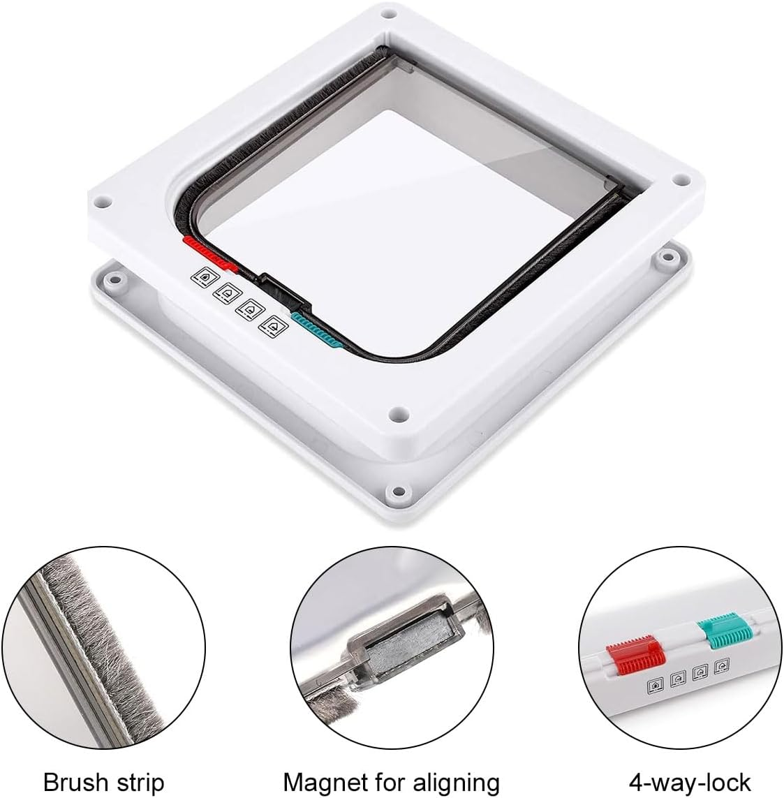 Cat Flap, Dog Flap, Thin Cat Door for Windows, Cat Flap Window, Pet Doors and Sliding Door, Safety Pet Door with 4-Way Lock, Dog Door, Cat Door, Pet Flap, S image number 2