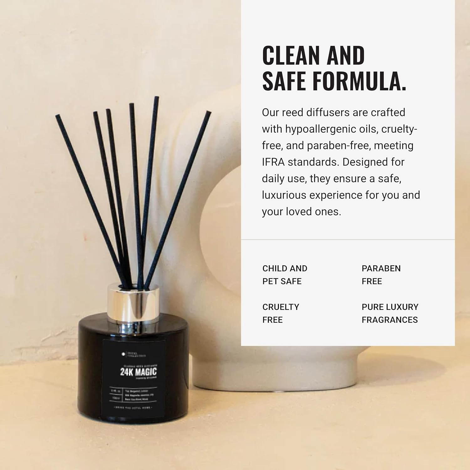 Hotel Collection - Dream on - Reed Diffuser Set - Luxury Aromatherapy Diffuser - Hints of Bright White Tea, Sweet Vanilla, & Cedarwood - Essential Oil Diffusers - Shelf Decor - 100Ml/3.5 FL Oz image number 4