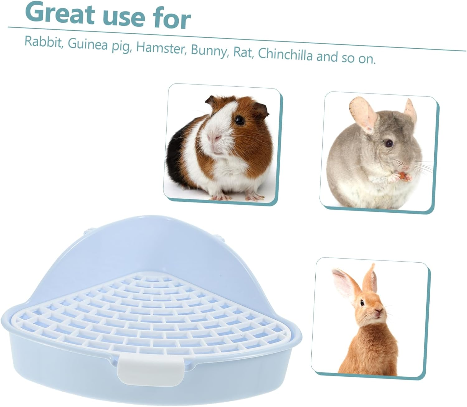 VILLFUL Rabbit Litter Box Corner Potty Trainer for Indoor Bunnies Triangle Pet Toilet for Animals Easy to Clean Pet Supply - White image number 4