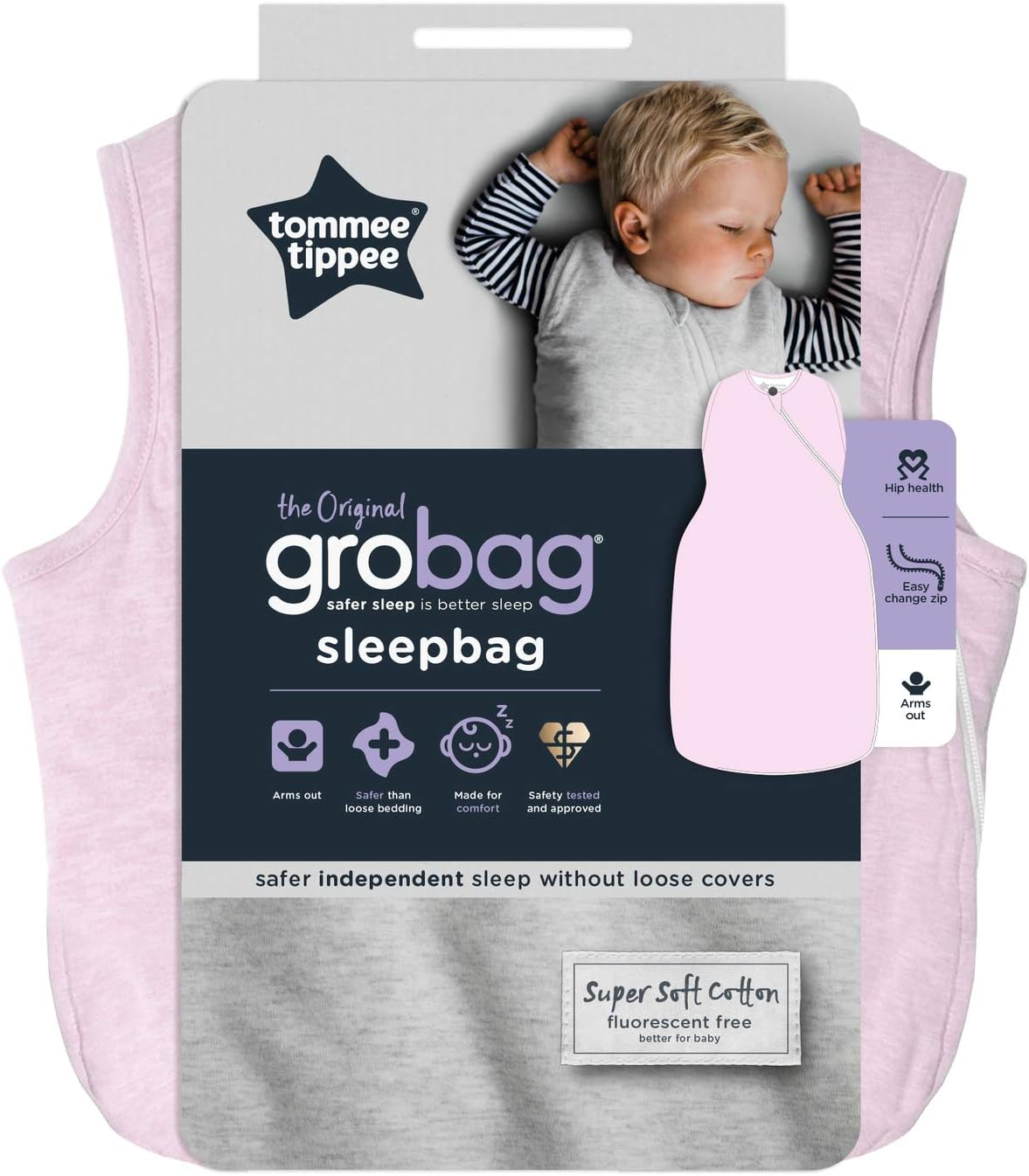 Tommee Tippee the Original Grobag, Baby Sleep Bag, 18-36 Months, 2.5 Tog, Pink Marl image number 2