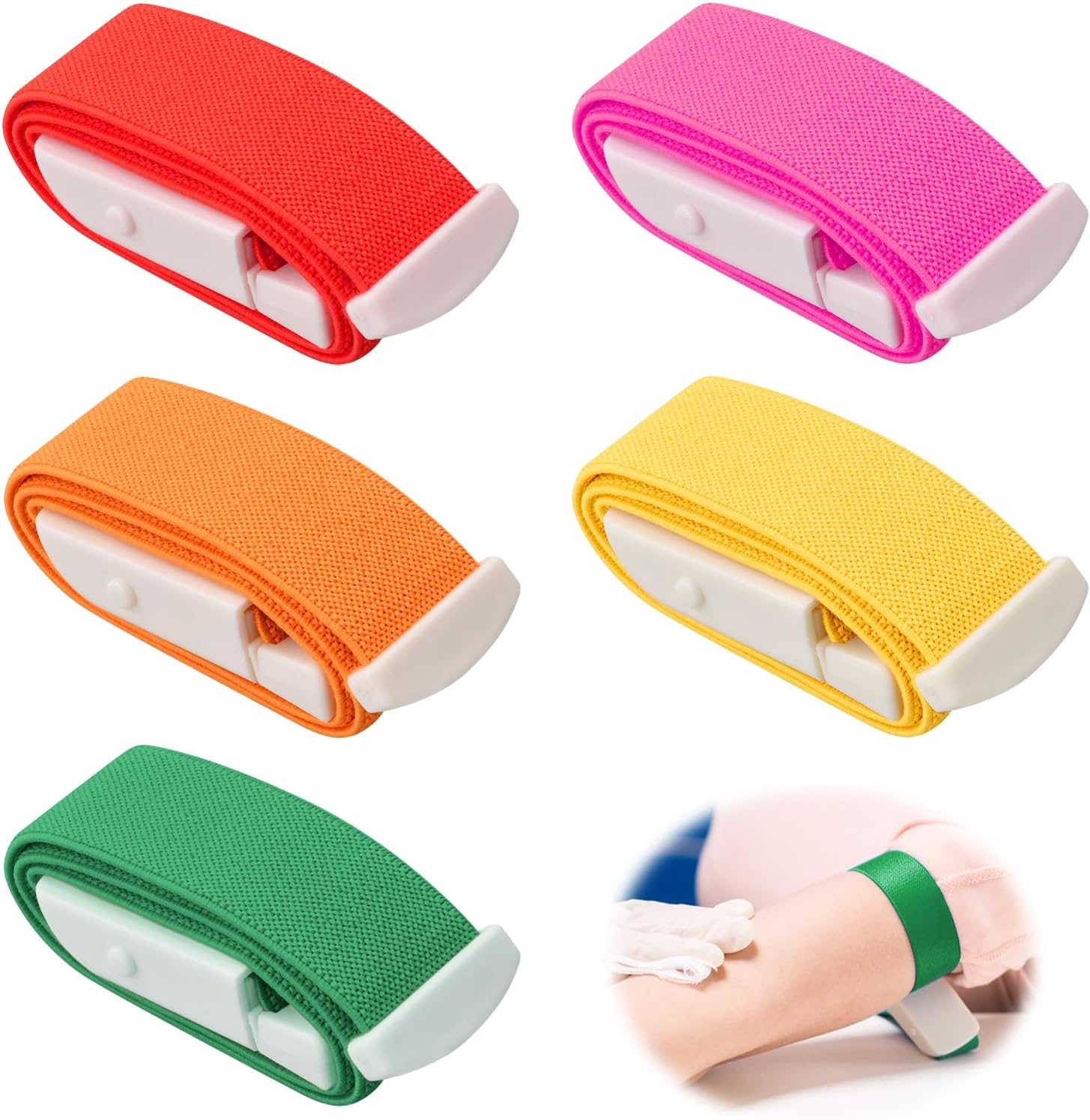 5 Pieces Tourniquet Venous Congestion Bracelet Medical Tourniquets Blood Sample Fast Tourniquet with a Unique Locking System Quick Release Breallen System for Outdoor Sports