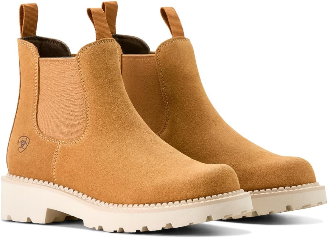 Ariat Womens Fatbaby Twin Gore round Toe Pull on Chelsea Casual Boots Ankle Low Heel 1-2" - Brown, Distressed Natural, 9.5 image number 1