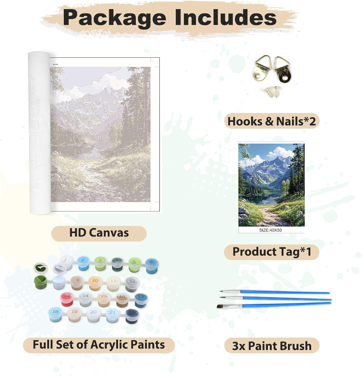 MEIYUDA Painting by Numbers Adults, DIY Set Adult Mountains Craft Set Landscape, DIY Hand Painted Oil Painting Kit as a Gift and Home Decoration 40 X 50 Cm (Without Frame) - 03-Landschaft image number 7
