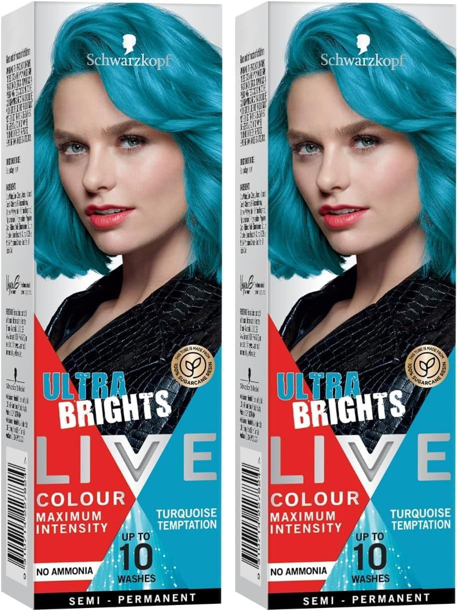 Schwarzkopf LIVE Colour Ultra Brights Turquoise Temptation 75Ml (Pack of 2)