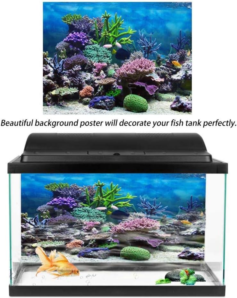 Aquarium Background Poster Fish Tank Backdrop PVC Adhesive Underwater Coral Reef Decor Paper Cling Decals Sticker(122 * 50Cm) image number 4