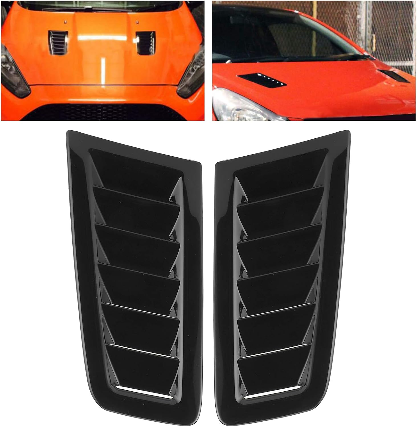 2PCS Universal Hood Air Vents for Car Hood Scoop, Bonnet Vent Hood Air Intake Trim Cover, Bonnet Air Vents Engine Hood Car Exterior Parts for Focus RS MK2 Style (Glossy Black) image number 5